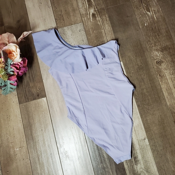 NWT Double Zero Women's Lavender Purple One Shoulder One Piece Bathing Suit - Picture 7 of 12